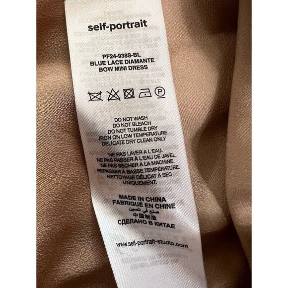 Self Portrait Blue Lace Diamante Bow Mini Dress Womens US Size 8 NWT - Picture 5 of 13